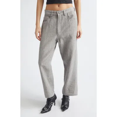 R13 X-boyfriend Pinstripe Virgin Wool & Linen Pants In Gray