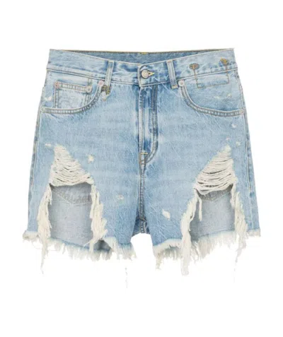 R13 Xi Mengyao Qin Lan Same Style High Waist Denim Shorts In Gray