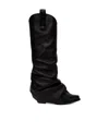 R13 Xx Knee Hgh Westrn Draped Boot In Black
