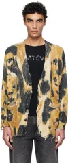 R13 Yellow & Black Printed Oversized Cardigan In Leopard