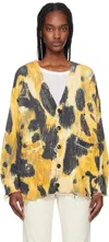 R13 Yellow Printed Oversized Cardigan In Leopard