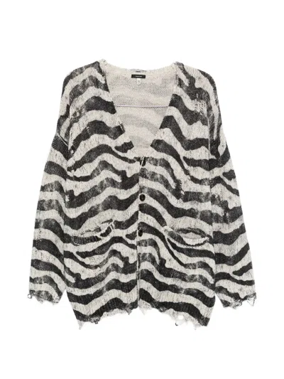 R13 Zebra-printed Oversized Cardigan In Black