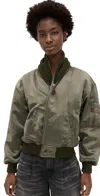 R13 Zip Collar Flight Jacket Olive In Olive