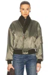 R13 Zip Collar Flight Jacket In Olive