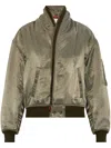 R13 Zip Collar Flight Jacket In Green
