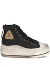 R13 Zip-detail Platform Sneakers In Black