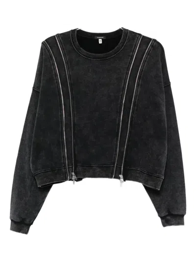 R13 Zip-detailed Sweatshirt In Black