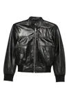 R13 Shrunken Leather Jacket With Stand Collar In Black