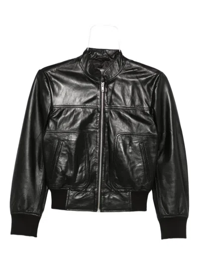 R13 Zip-front Leather Jacket In Black