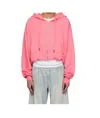 R13 Balloon Cropped Gathered Cotton-jersey Hoodie In Pink
