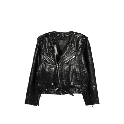 R13 Zipped Belted Jacket In Black