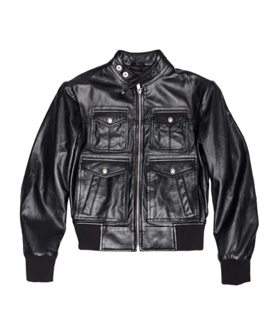 R13 Zippered Leather Jacket In Black