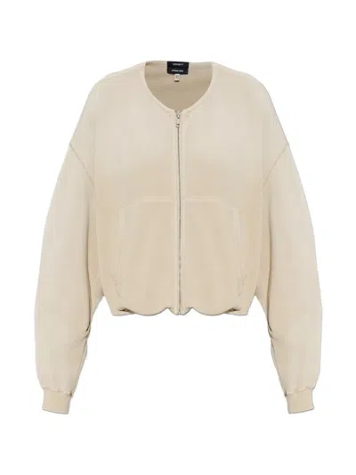 R13 Zip-up Oversized Sweatshirt In Neutral