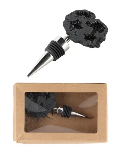 R16 Bottle Stopper Black Geode In Brown