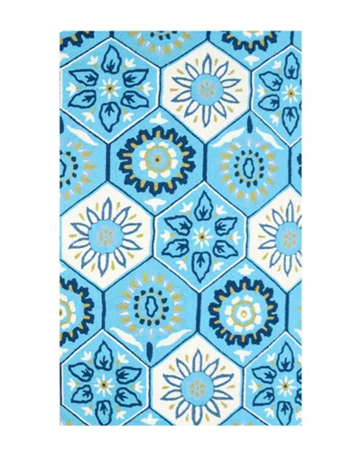 R16 Catalina Tile Hand-made Contemporary Indoor/outdoor Rug In Blue