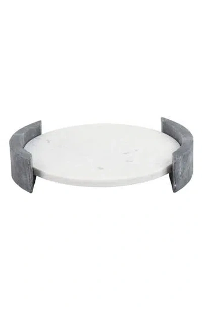 R16 Home Black & White Marble Tray In Multi