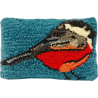 R16 Home Chickadee Accent Throw Pillow In Dark Teal/multi