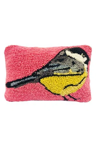 R16 Home Chickadee Indoor/outdoor Throw Pillow In Pink/yellow