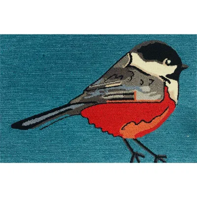 R16 Home Chickadee Tufted Doormat In Teal Multi