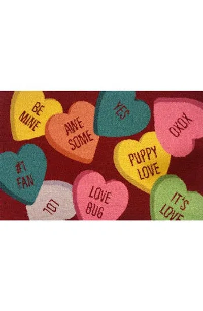 R16 Home Conversation Hearts Indoor/outdoor Doormat In Red Multi