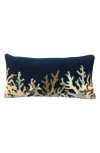 R16 Home Coral Border Indoor/outdoor Throw Pillow In Indigo Tan