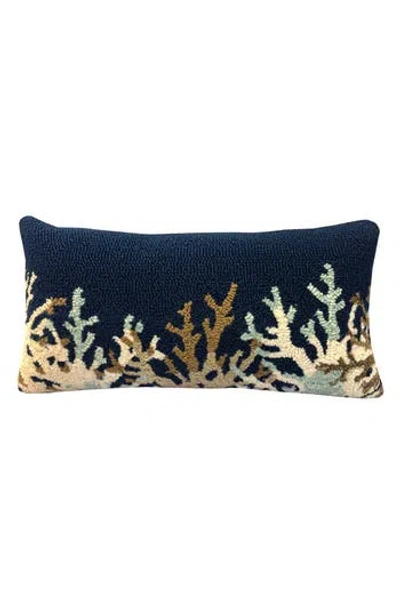 R16 Home Coral Border Indoor/outdoor Throw Pillow In Indigo Tan