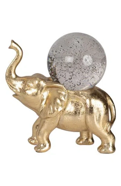 R16 Home Crystal Ball Elephant In Gold/ Crystal