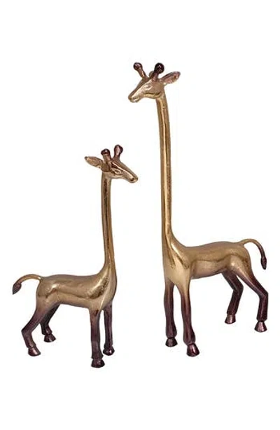 R16 Home Diagle Set Of 2 Giraffe Statues In Brown