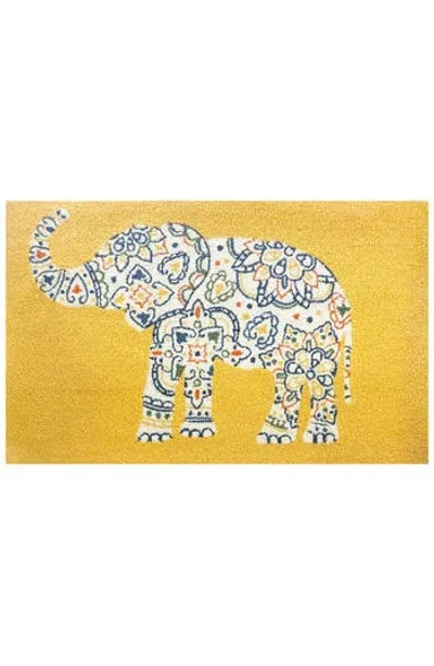 R16 Home Elephant Indoor/outdoor Doormat In Mustard Multi