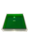 R16 Home Encased Color Lucite Tray In Clear/ Dark Green