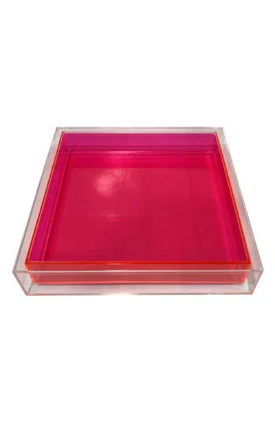 R16 Home Encased Color Lucite Tray In Clear/hot Pink