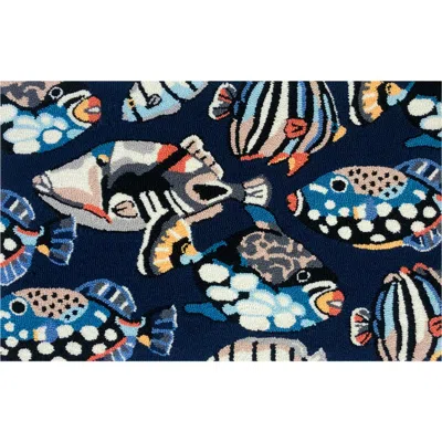 R16 Home Fish Toss Indoor/outdoor Doormat In Indigo Multi