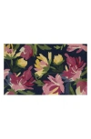 R16 Home Fresh Floral Door Mat In Dark Blue Multi