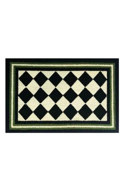 R16 Home Harlequin Checkered Doormat In Fern/white/black
