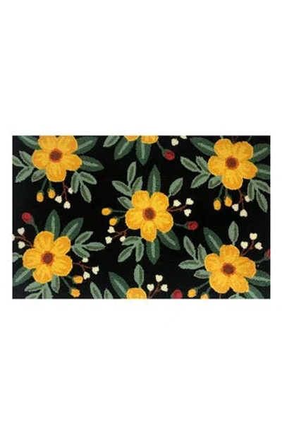 R16 Home Harper Floral Doormat In Black Multi