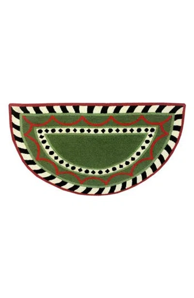 R16 Home Harper Half Circle Doormat In Green Red White