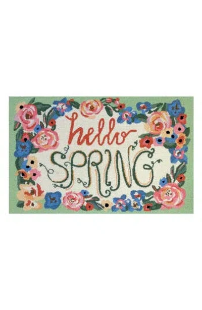 R16 Home Hello Spring Doormat In Green/ Multi