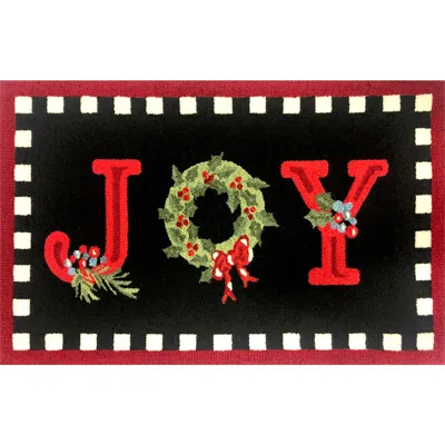 R16 Home Joy Check Border Doormat In Black White Green