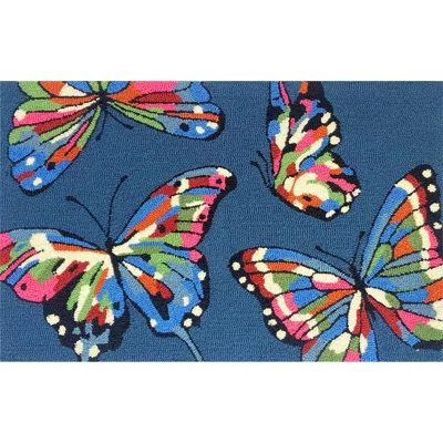 R16 Home Kendall Butterfly Door Mat In Indigo Multi