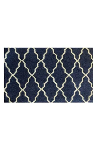 R16 Home Lattice Door Mat In Dark Blue White