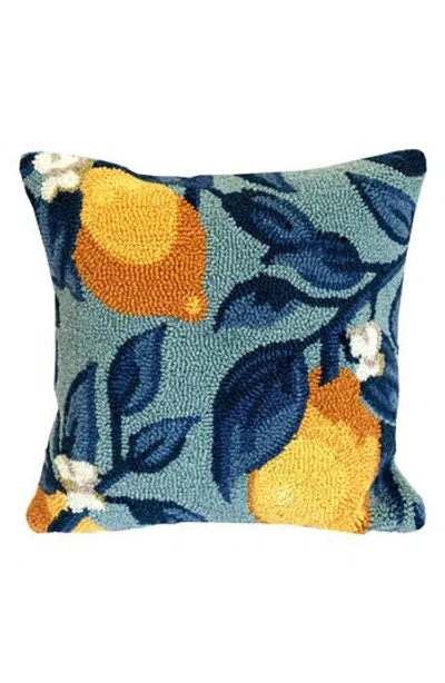 R16 Home Lemon Vine Accent Pillow In Aqua/ Multi