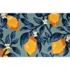 R16 Home Lemon Vine Door Mat In Aqua White