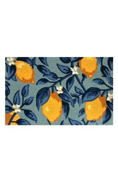 R16 Home Lemon Vine Door Mat In Aqua/white/yllw