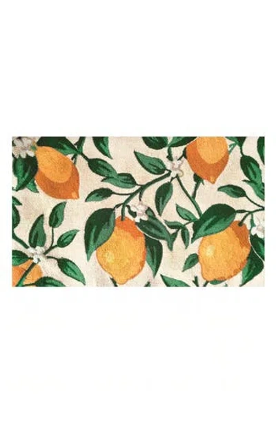 R16 Home Lemon Vine Door Mat In Cream/grn/yellw