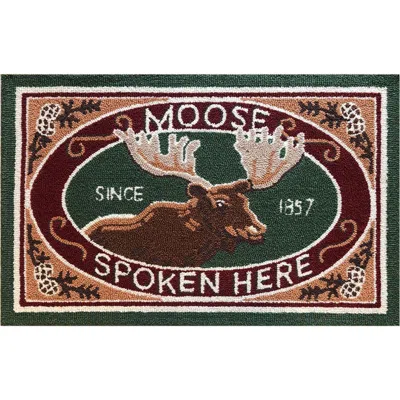 R16 Home Moose Has Spoken Here Doormat In Green/ Red/ Brown