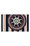 R16 Home Nautical Wheel Doormat In Blue/white/red