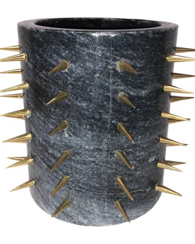 R16 Home Pantalet Gold Spike Vase In Blue