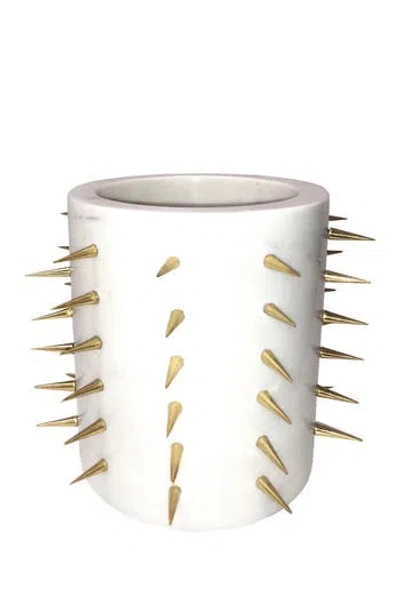 R16 Home Pantalet Gold Spike Vase In White/gold