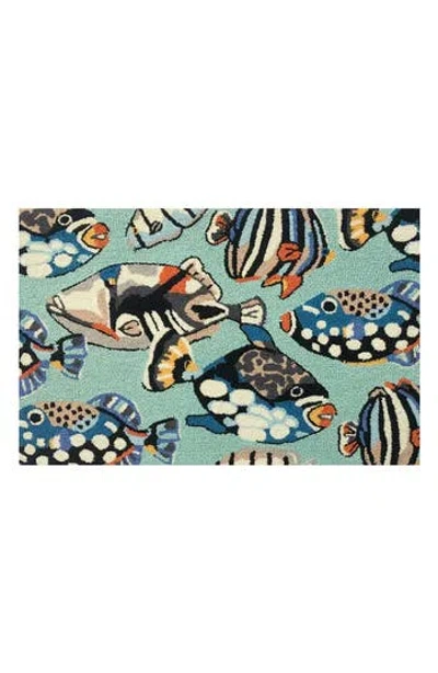 R16 Home Pattern Fish Toss Looped Door Mat In Multi