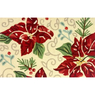 R16 Home Poinsettia Doormat In White Red Green